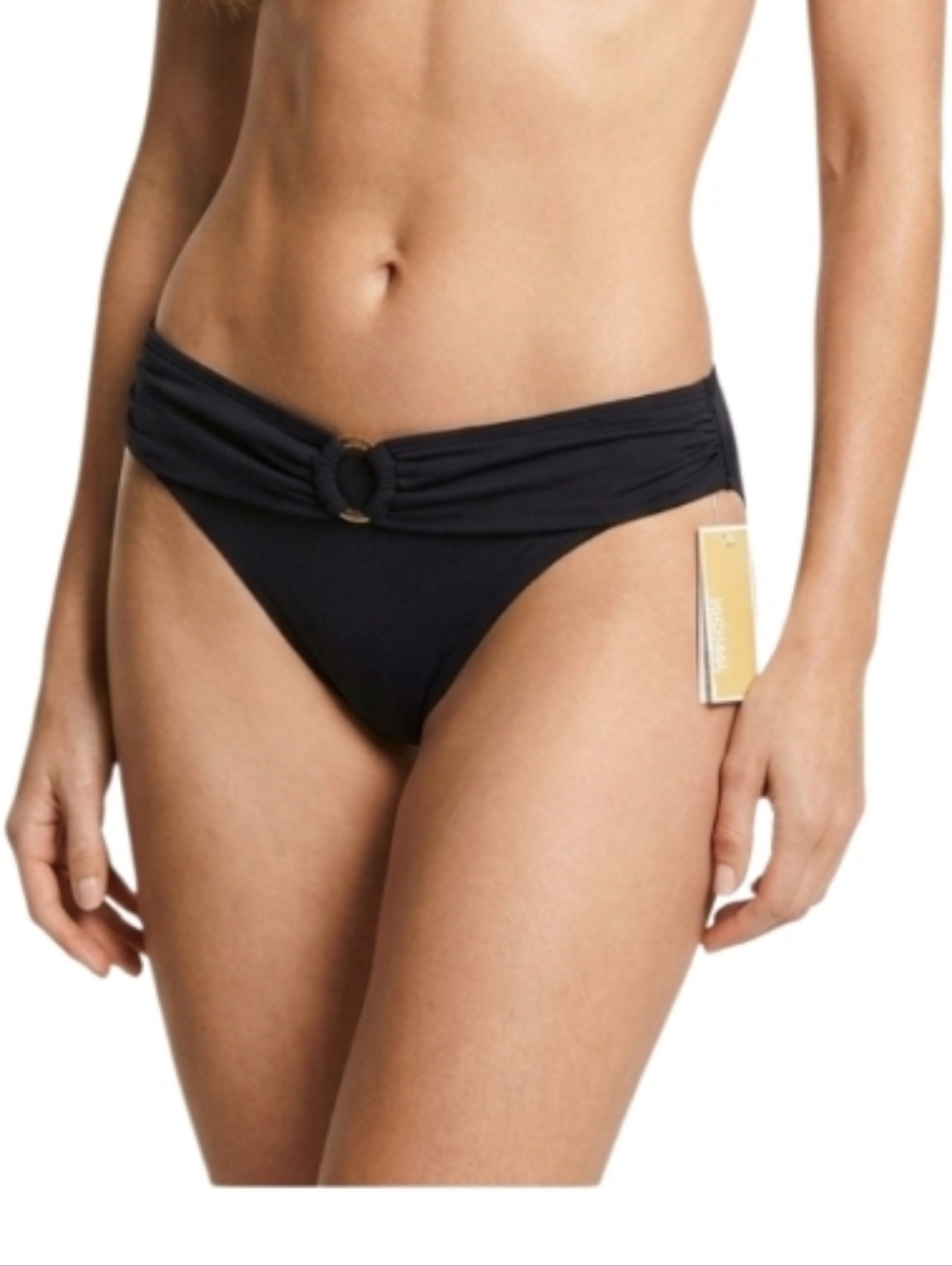 MICHAEL KORS $52 Black Logo Ring Bikini Bottom NWT